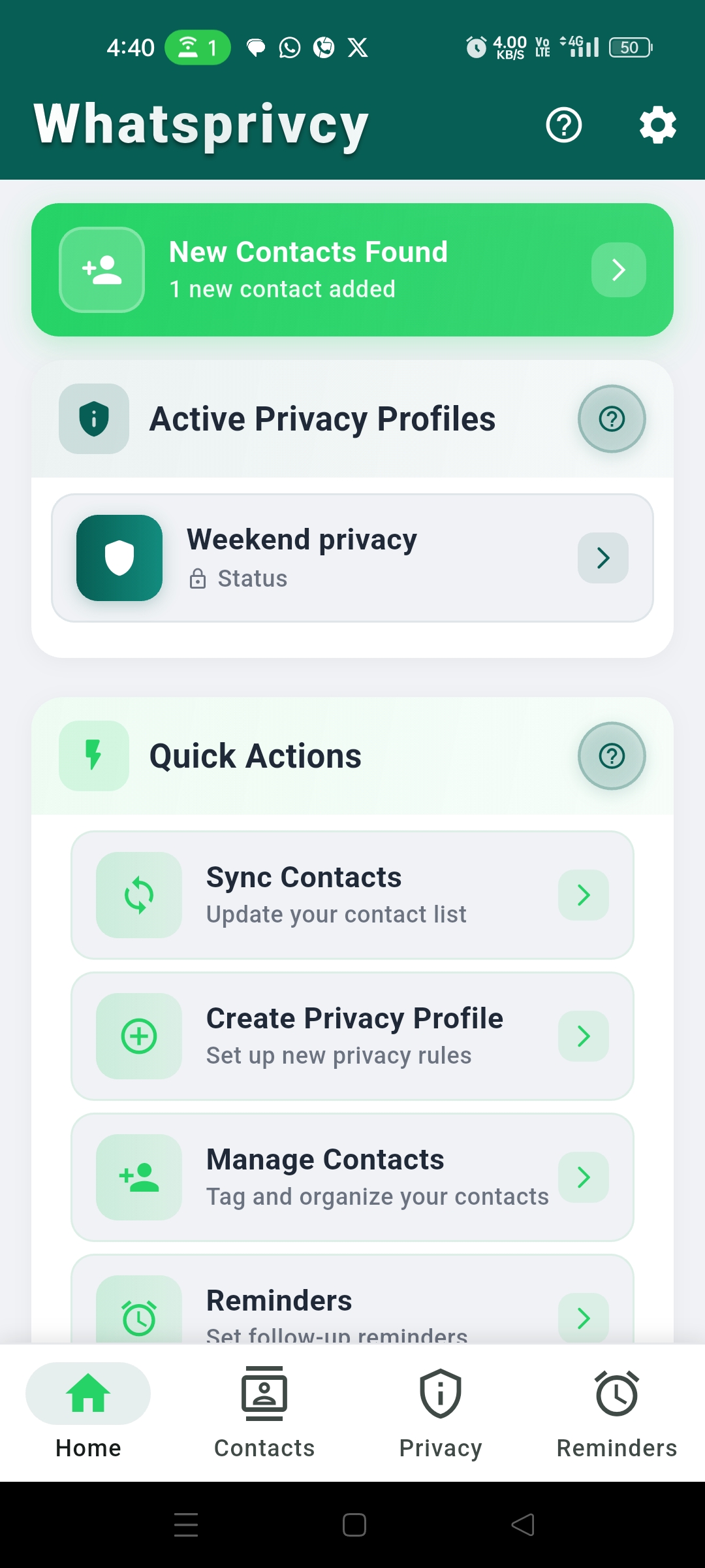 WhatsPrivcy app interface